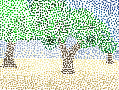 sample of pointillism painting of the African Savannah